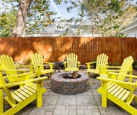 Vibrant, Colorful Condo Building with Backyard Firepit and Games